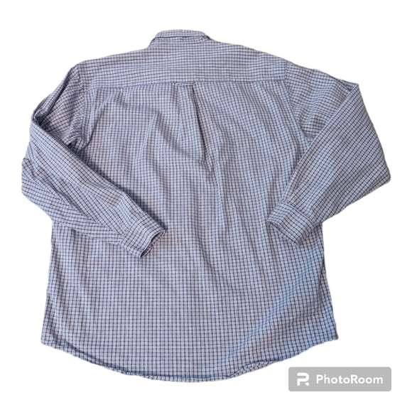 Eddie Bauer Cotton Blue Red PlaidButton Down Collar Long Sleeve Shirt. Men's LT - Picture 2 of 6